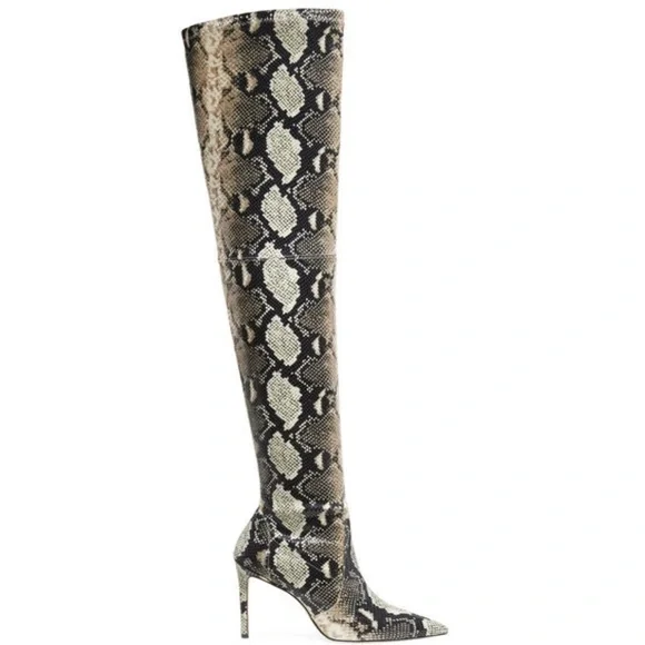 Stuart Weitzman New Roccia Snakeskin Over-the-Knee Boots - Picture 2 of 7